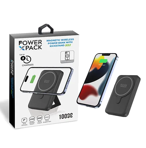 POWER X PACK Magnetic Wireless 10.000mAh Power Bank with Kickstand