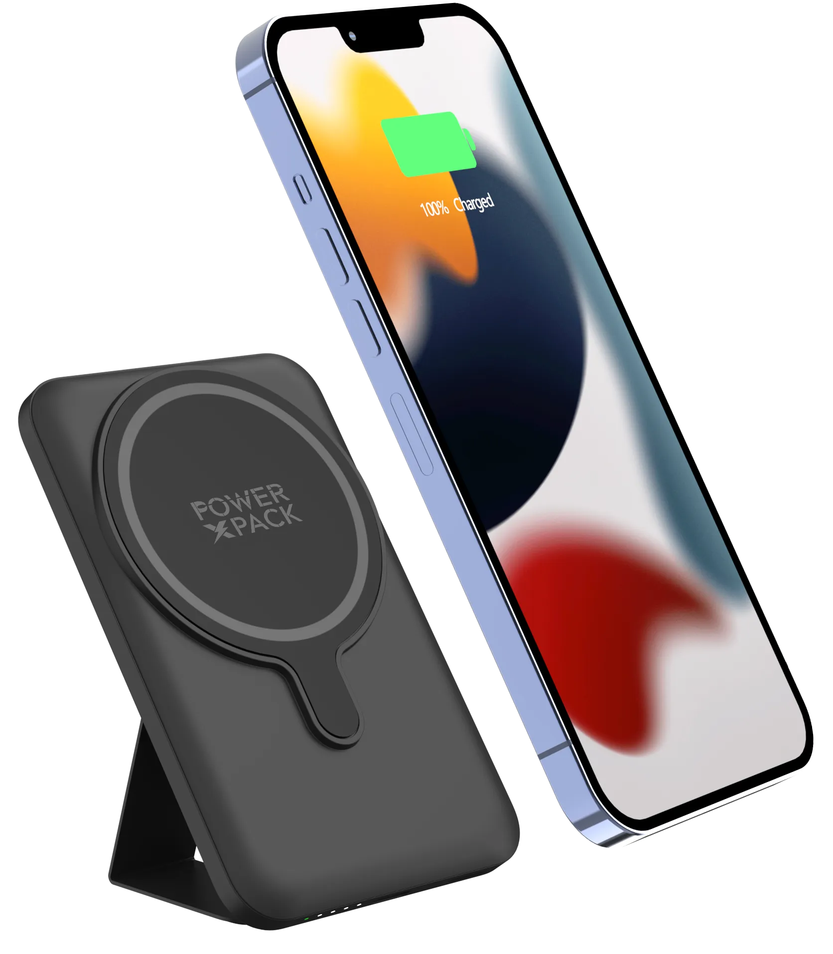 POWER X PACK Magnetic Wireless 5.000mAh Black Power Bank with Kickstand