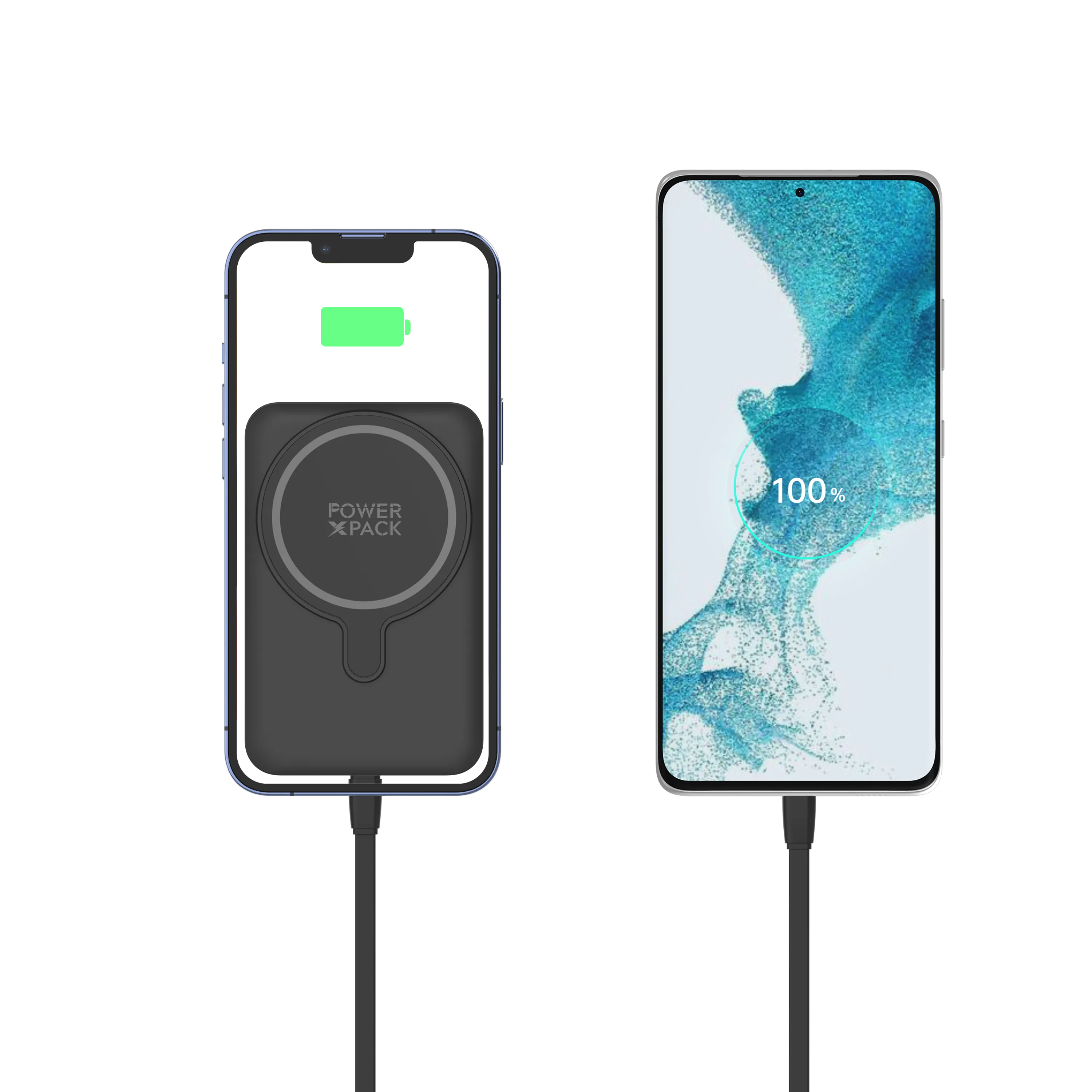 POWER X PACK Magnetic Wireless 5.000mAh Black Power Bank with Kickstand