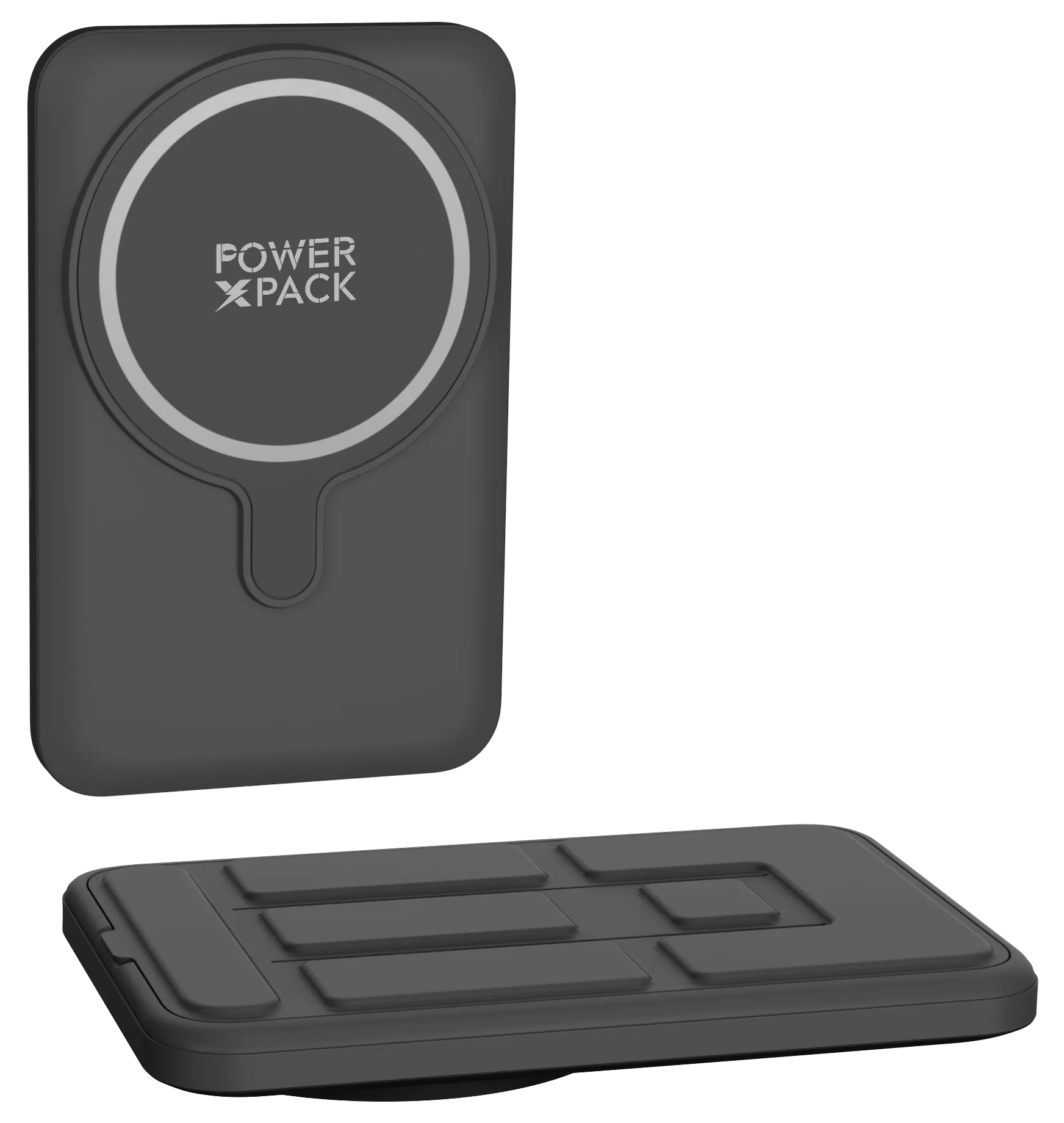 POWER X PACK Magnetic Wireless 5.000mAh Black Power Bank with Kickstand