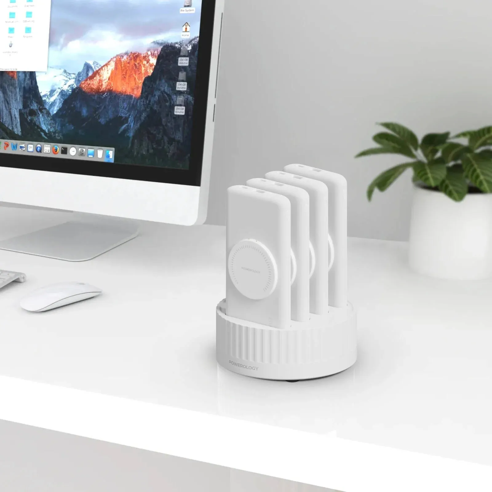 Powerology 4 in1 Station 10000mAh PD 100W QC Wireless Power Bank-White