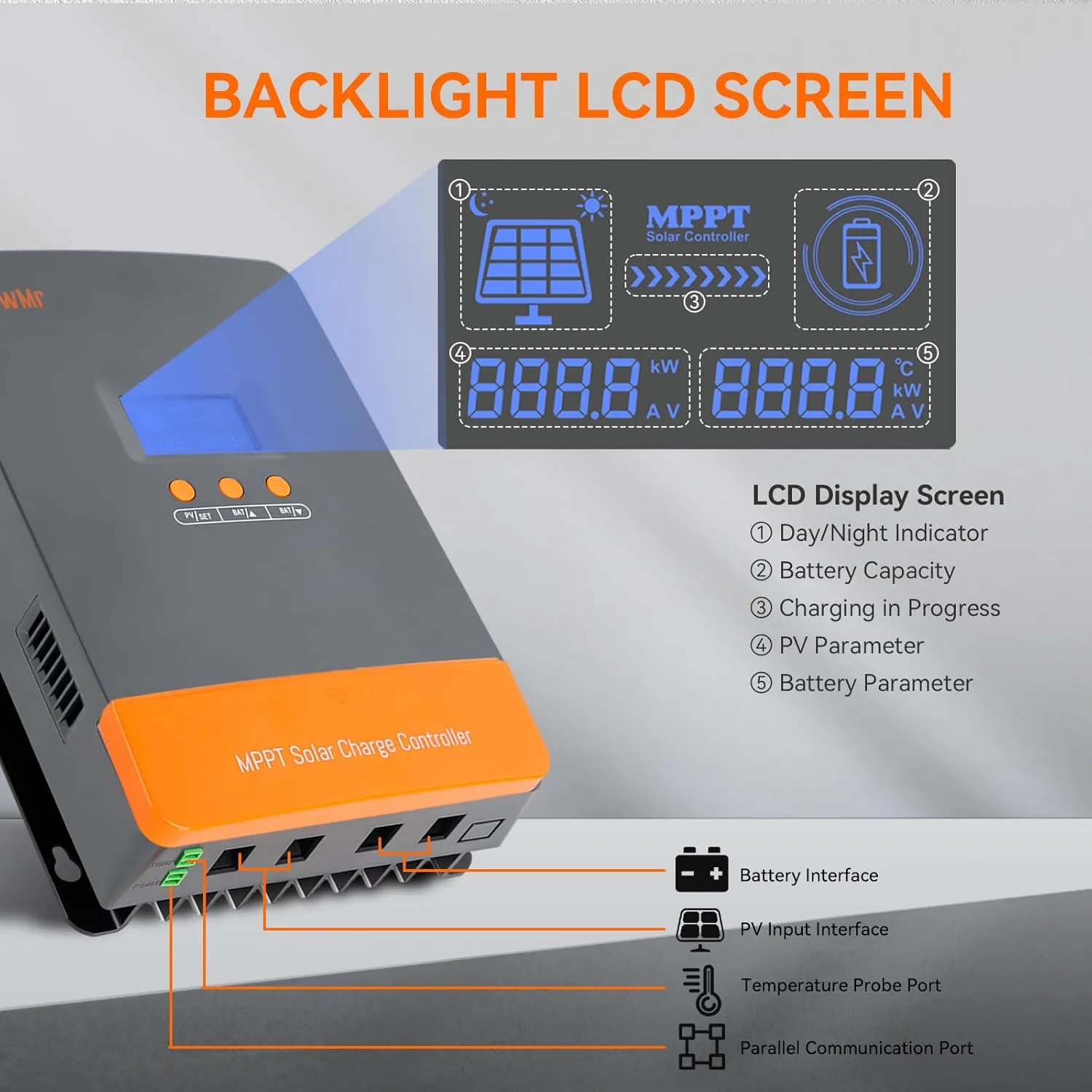 PowMr 80A MPPT Solar Charge Controller, 12V 24V 36V 48V Auto, Solar Controller PV Input Max 160V, Supports up to 12 Parallel Connections, Fit for AGM, Gel, FLD and Lithium【Update - Supports Parallel】