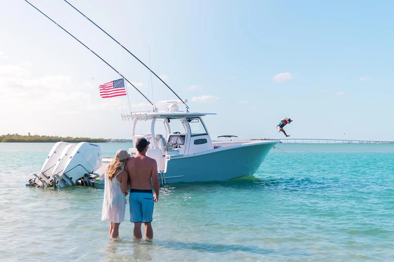 Premium 36" Boat Rod Holder Flagpole with Rotating Flag Mounts, Durable Easy to Store Rod Holder Boat Flag Pole. 3 Foot Boat Flag Pole Rod Holder.