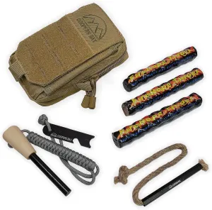 Premium Ferro Rod Fire Starter Kit | Includes Large 1/2" Ferro Rod, Tinder, Custom Carry Pouch