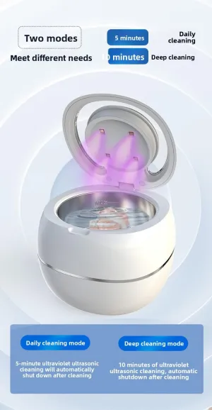 Professional UV Ultrasonic Denture Cleaner with Timer, Jewelry Cleaner with Sterilization Function, White