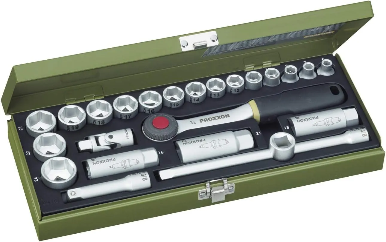 Proxxon 23110 24-piece Compact Socket Set with 3/8" Ratchet