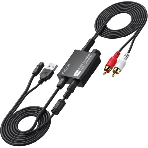 PROZOR 192KHz Digital to Analog Audio Converter with Volume Control, Digital SPDIF Optical to RCA Converter with Audio Amplifier Chip, Optical to 3.5mm DAC for HDTV DVD Blu-ray Players