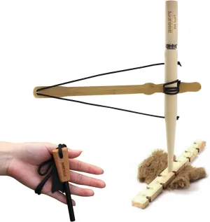 PSKOOK Bow Drill Kit Fire Starter, Primitive Wood, Survival Practice Friction Fire Tool for Scout Outdoor Activity Teaching, Outward Bound Training, Wildness Survival Beginner