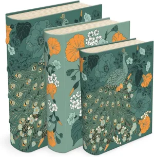 Punch Studio Nightshade Peacock Floral Book Box Set of Three (52857N)