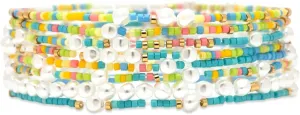 Pura Vida Bracelets Pack Solana Seed Bead Stretch Bracelet Stack - Set of 8