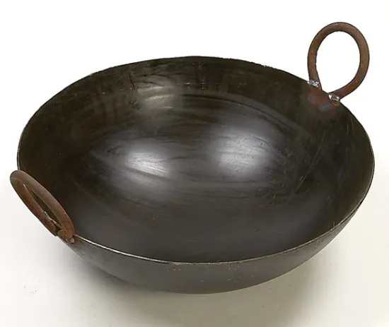 Pure Iron Deep Kadai or Karahi for Cooking, Commercial Cookware, Heavy Duty