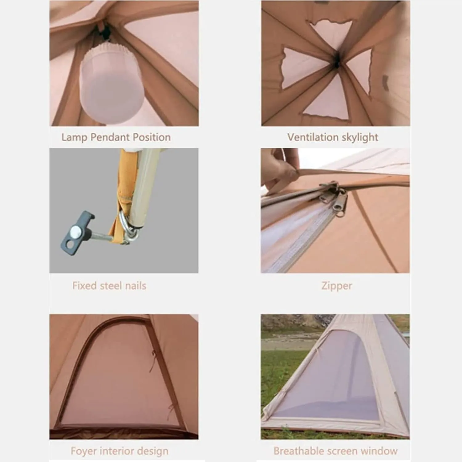 Pyramid Tent Indian Teepee Tents with Sun Shelter 3 4 People Family Tent Waterproof Outdoor Camping Cotton Tent Yurt Tent for Mountaineering Hiking Ca