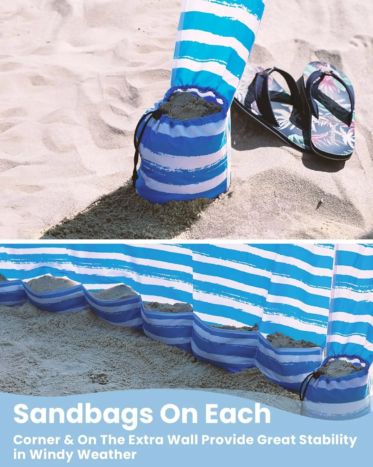 Qipi Beach Cabana - Easy to Set Up Canopy, Waterproof, Portable 6' x 6' Beach Shelter, Included Side Wall, Shade with UPF 50  UV Protection, Ultimate Sun Umbrella - for Kids, Family & Friends
