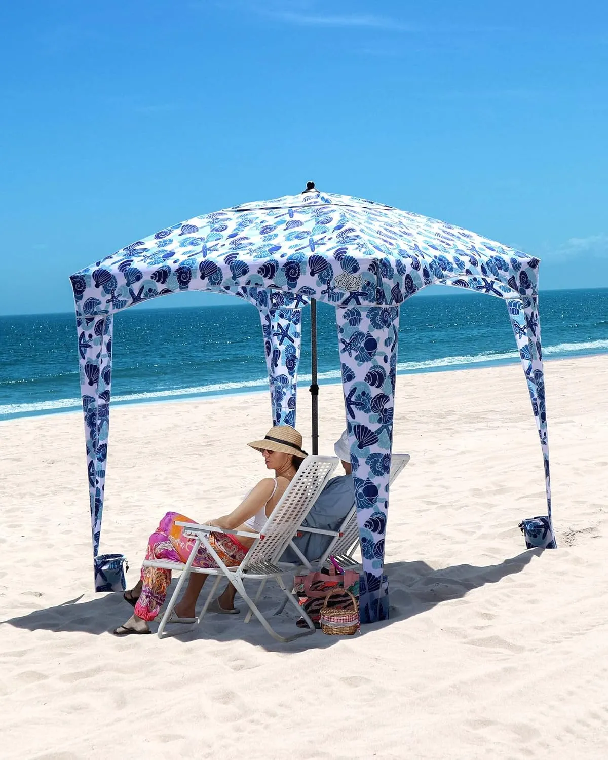 Qipi Beach Cabana - Easy to Set Up Canopy, Waterproof, Portable 6' x 6' Beach Shelter, Included Side Wall, Shade with UPF 50  UV Protection, Ultimate Sun Umbrella - for Kids, Family & Friends