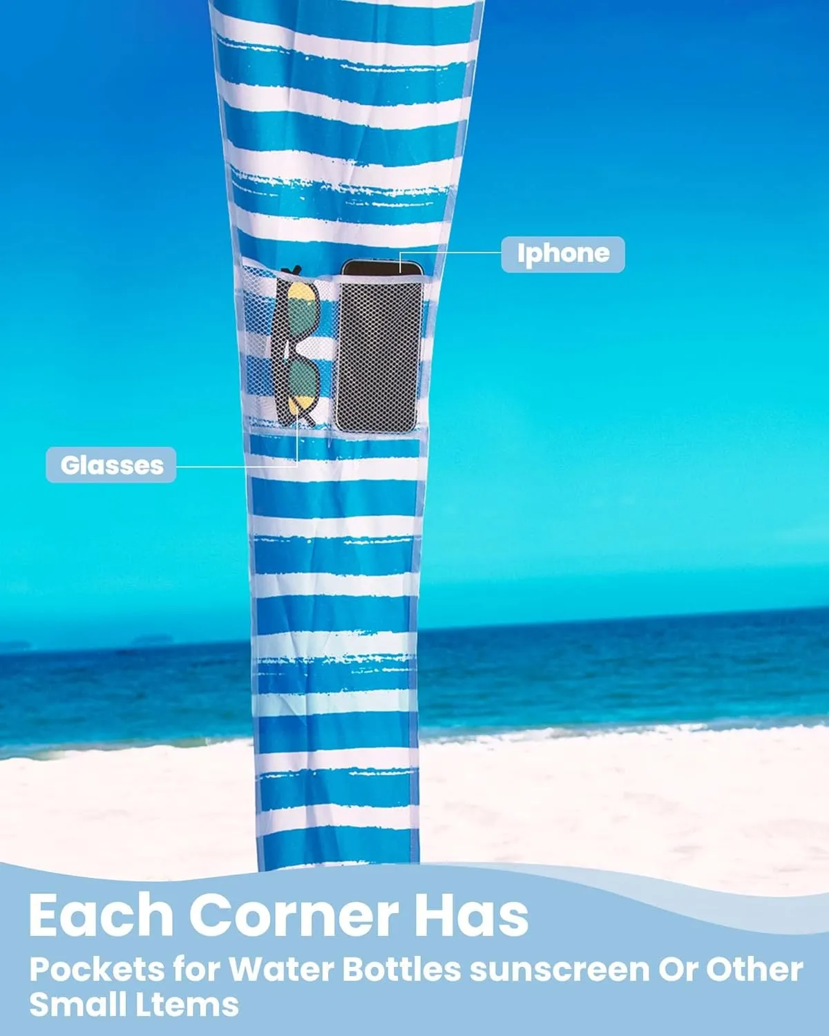 Qipi Beach Cabana - Easy to Set Up Canopy, Waterproof, Portable 6' x 6' Beach Shelter, Included Side Wall, Shade with UPF 50  UV Protection, Ultimate Sun Umbrella - for Kids, Family & Friends