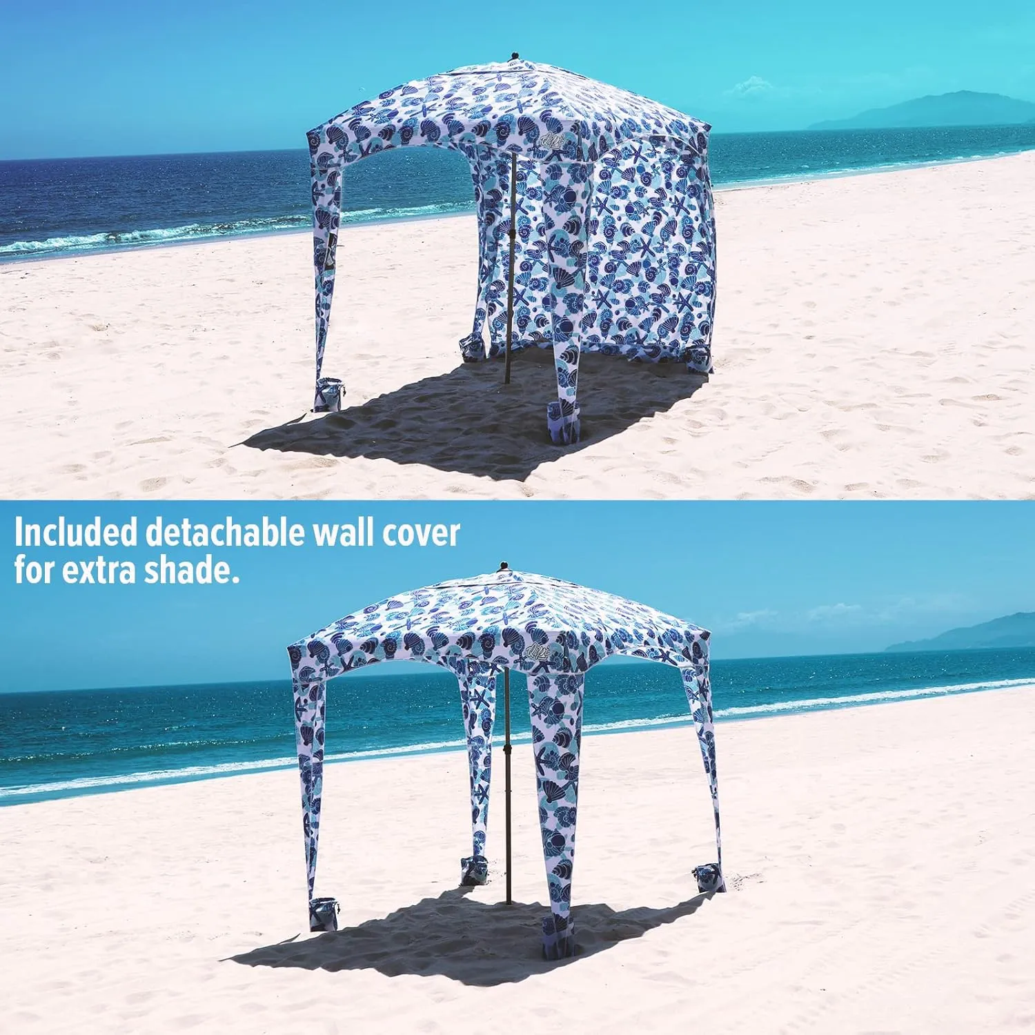 Qipi Beach Cabana - Easy to Set Up Canopy, Waterproof, Portable 6' x 6' Beach Shelter, Included Side Wall, Shade with UPF 50  UV Protection, Ultimate Sun Umbrella - for Kids, Family & Friends