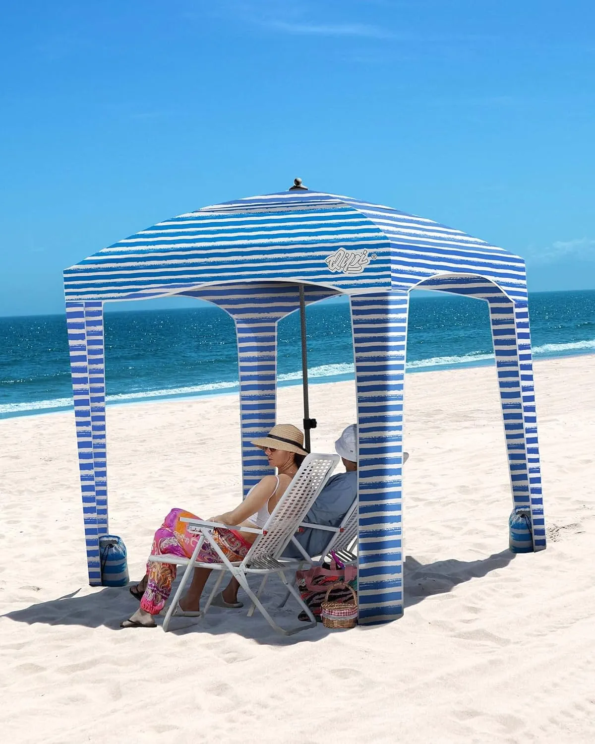Qipi Beach Cabana - Easy to Set Up Canopy, Waterproof, Portable 6' x 6' Beach Shelter, Included Side Wall, Shade with UPF 50  UV Protection, Ultimate Sun Umbrella - for Kids, Family & Friends