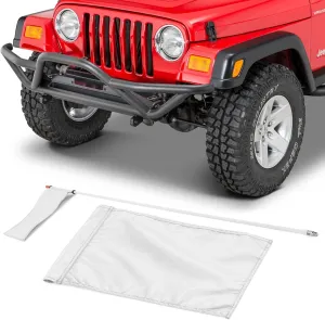 Quadratec 5' Trail Safety Flag - Red Nylon, 5' Fiberglass Pole - Universal Fit for Jeep Wrangler & Vehicles - Safety Flag Kit
