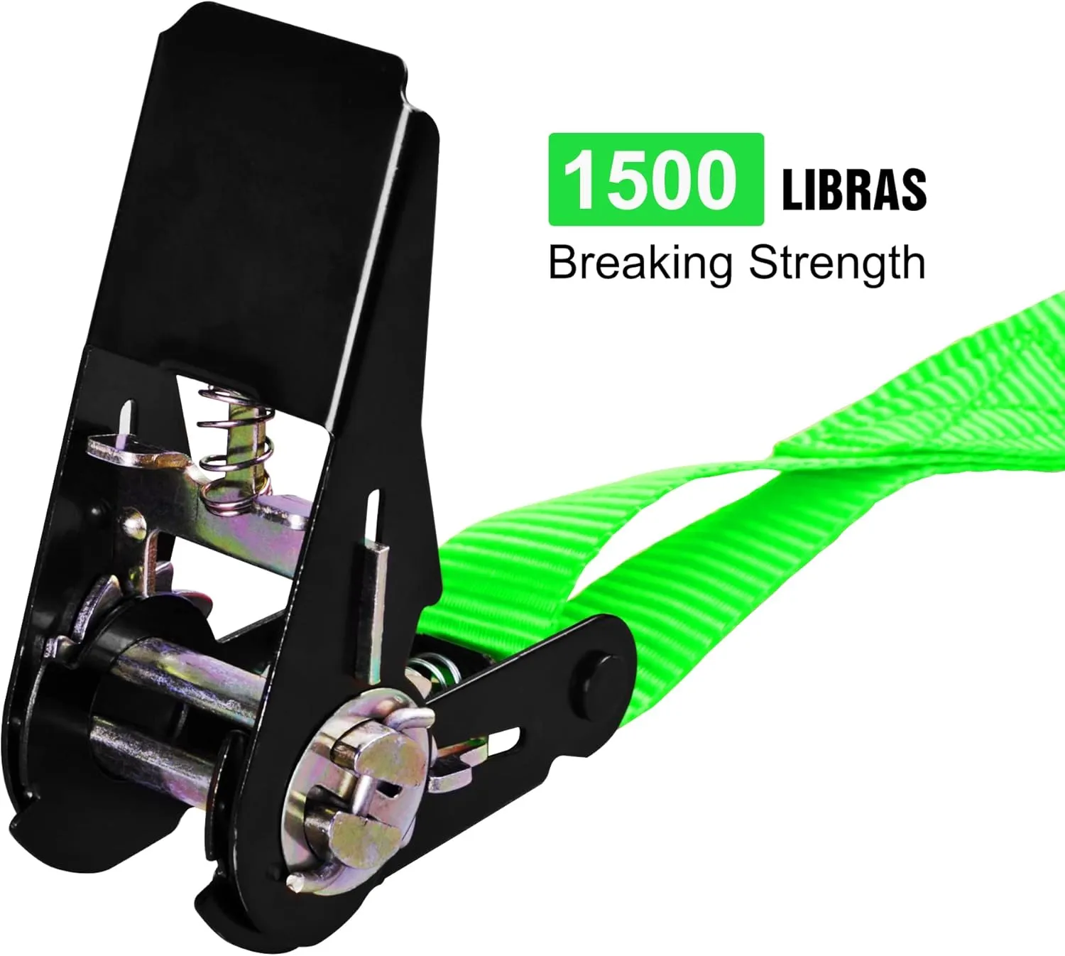 Ratchet Straps, 1500 lbs Breaking Strength - Premium 4X 15ft Tie Down Strap Set, 4X Soft Loops for Moving Appliances, Lawn Equipment, Motorcycle (Green)