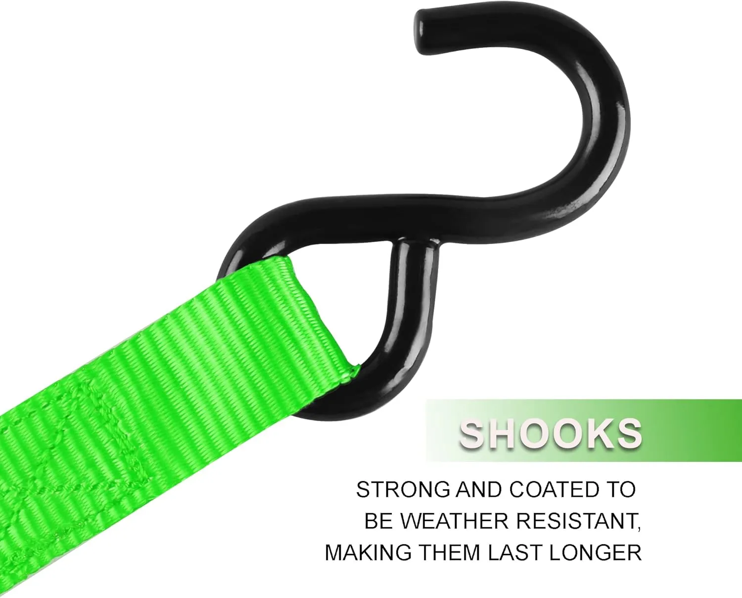 Ratchet Straps, 1500 lbs Breaking Strength - Premium 4X 15ft Tie Down Strap Set, 4X Soft Loops for Moving Appliances, Lawn Equipment, Motorcycle (Green)
