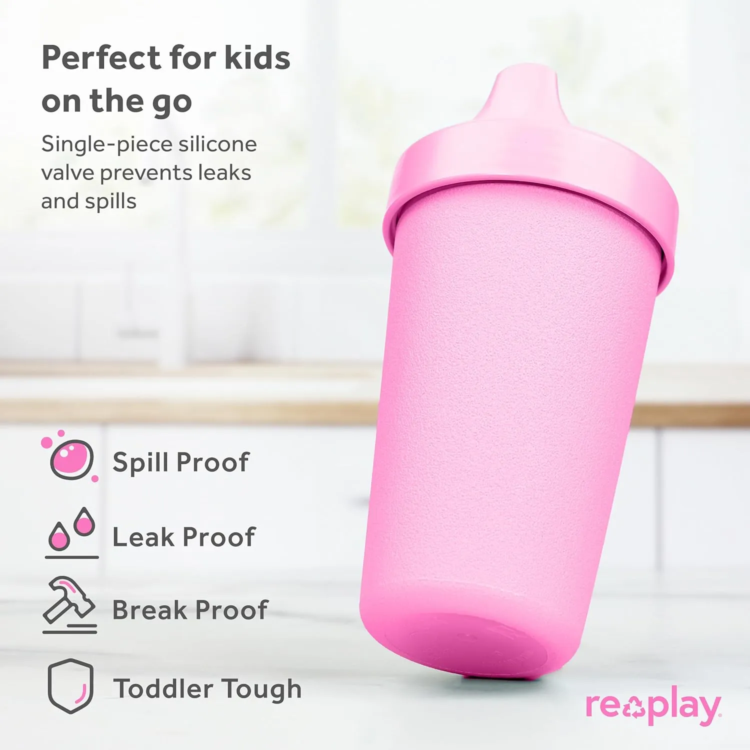 Re-Play Sippy Cups for Toddlers - 10 Oz. Reusable Spill Proof Cups for Kids, Dishwasher/Microwave Safe - Made in USA - Set of 3-3.13" x 6.25" - Easter