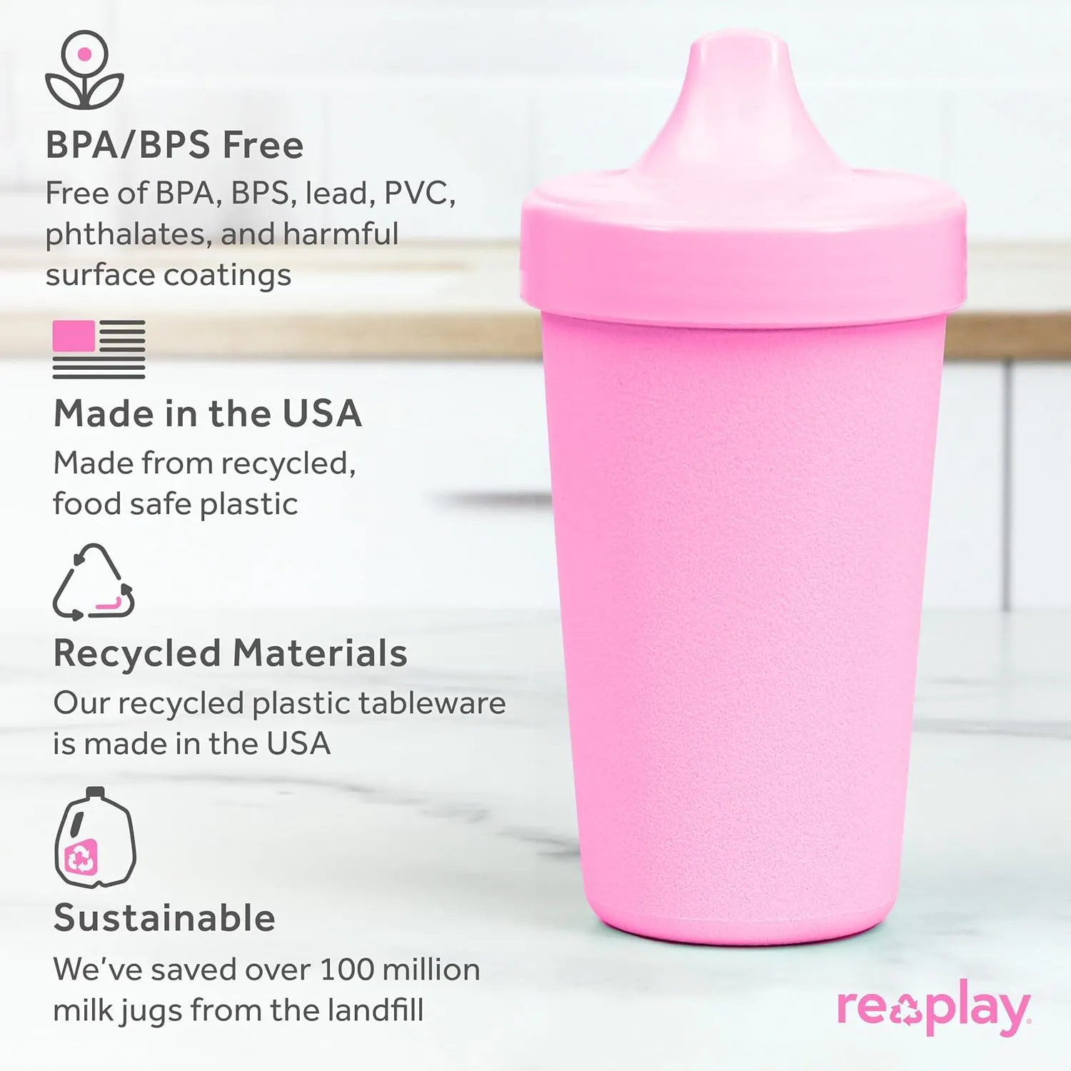 Re-Play Sippy Cups for Toddlers - 10 Oz. Reusable Spill Proof Cups for Kids, Dishwasher/Microwave Safe - Made in USA - Set of 3-3.13" x 6.25" - Easter
