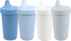 Re-Play Sippy Cups for Toddlers - 10 Oz. Reusable Spill Proof Cups for Kids, Dishwasher/Microwave Safe - Made in USA - Set of 4-3.13" x 6.25" - Cool Blues