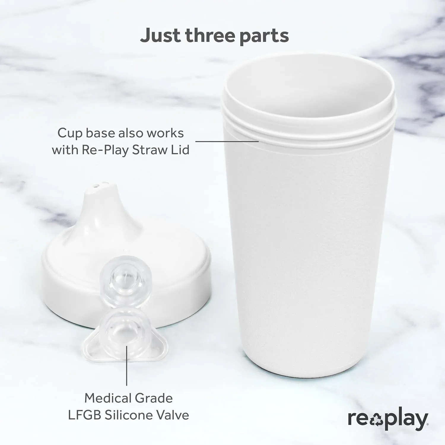 Re-Play Sippy Cups for Toddlers - 10 Oz. Reusable Spill Proof Cups for Kids, Dishwasher/Microwave Safe - Made in USA - Set of 4-3.13" x 6.25" - Cool Blues