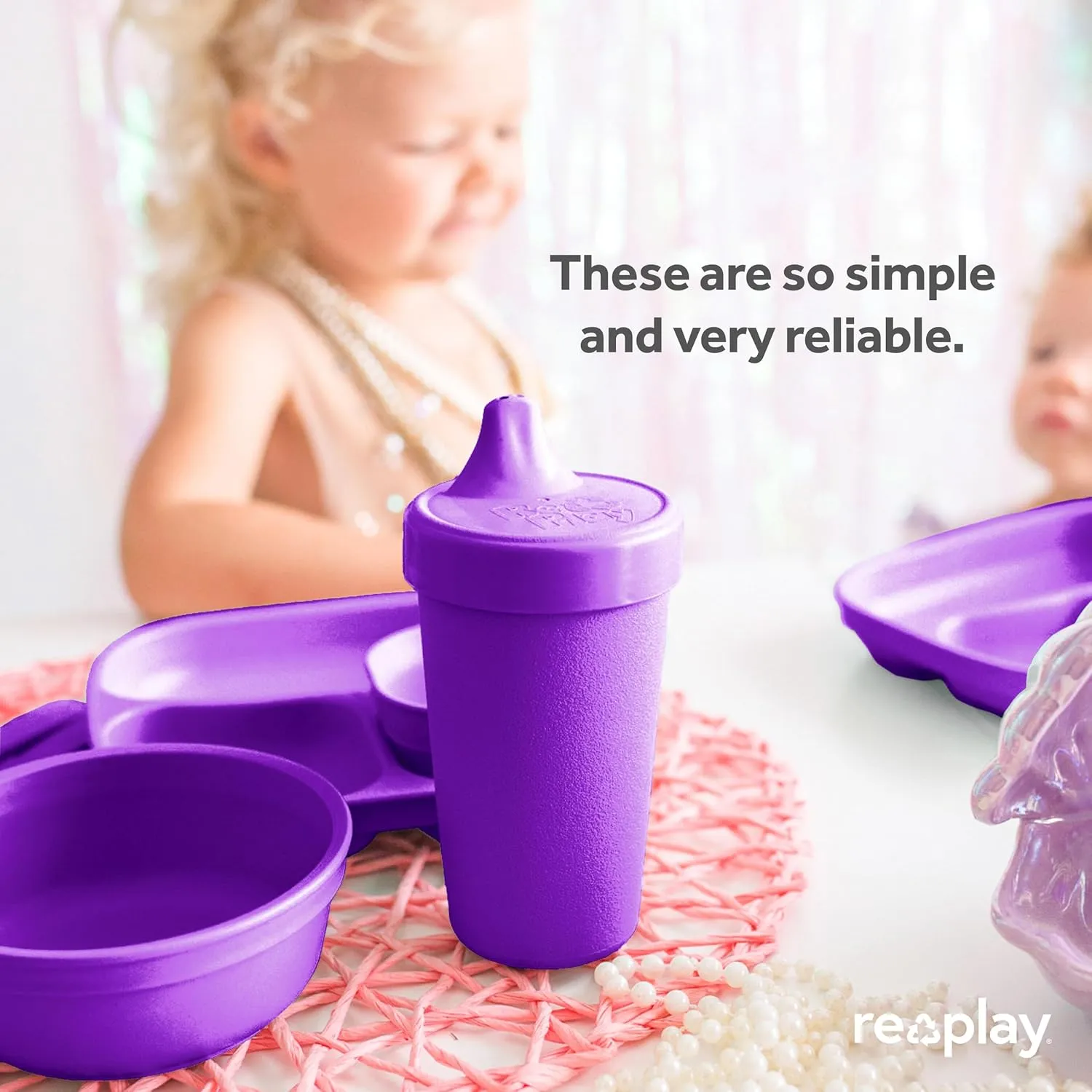 Re-Play Sippy Cups for Toddlers - 10 Oz. Reusable Spill Proof Cups for Kids, Dishwasher/Microwave Safe - Made in USA - Set of 4-3.13" x 6.25" - Mardi Gras