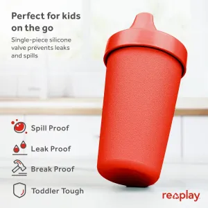 Re-Play Sippy Cups for Toddlers - 10 Oz. Reusable Spill Proof Cups for Kids, Dishwasher/Microwave Safe - Made in USA - Set of 6-3.13" x 6.25" - Crayon Box