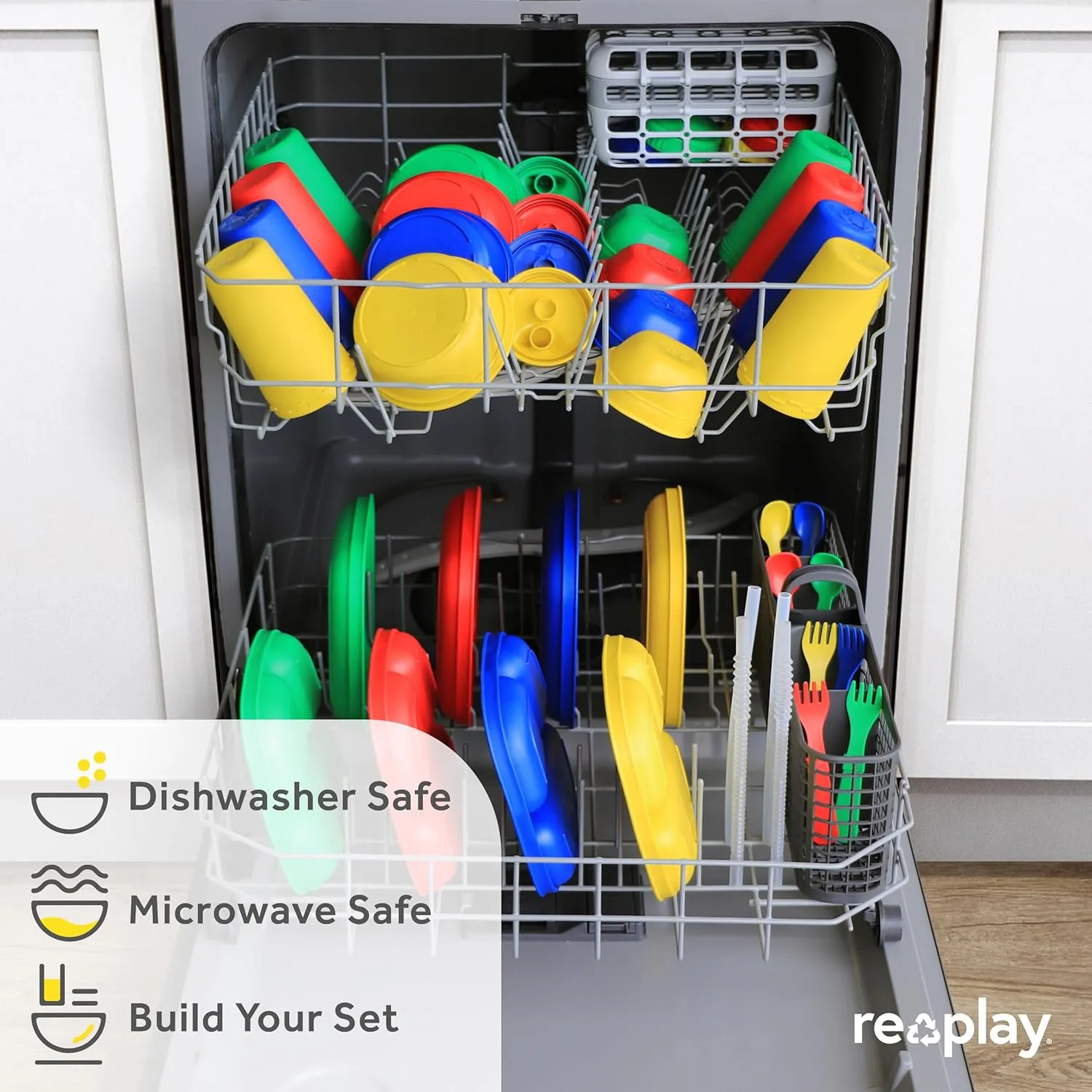 Re-Play Sippy Cups for Toddlers - 10 Oz. Reusable Spill Proof Cups for Kids, Dishwasher/Microwave Safe - Made in USA - Set of 6-3.13" x 6.25" - Crayon Box