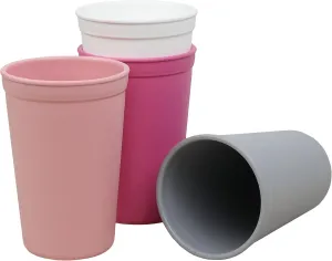 Re-Play Toddlers Open Cups - 10 Oz. Reusable and Stackable Kids Open Cups, Dishwasher/Microwave Safe - Made in USA - Set of 4-4.75" x 3.25" - Modern Pink