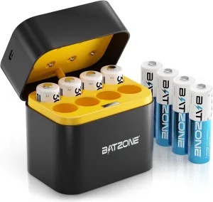 Rechargeable aa Batteries Lithium 8 Pack with Fast Charger,1.5V 3000mWh High Capacity aa Lithium Batteries,Constant Output Li-ion Double a Batteries Cycle Times up to 1600x (Charger 8Pack)
