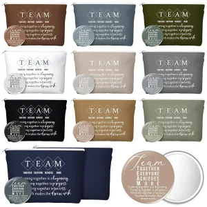 Reginary 10 Set Team Appreciation Gifts Inspirational Canvas Makeup Bags Compact Mirrors Bulk Portable Pocket Mirror Team Thank You Gifts for Women CNA Nurse Volunteer(Neutral Colors)