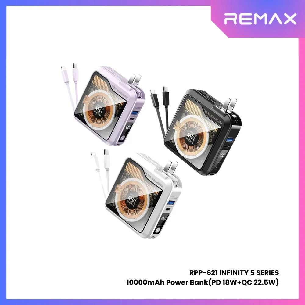 REMAX RPP-621 Infinity Series 10000mAh PD QC Magnetic Wireless Power Bank(PD 20W QC 22.5W) - Purple