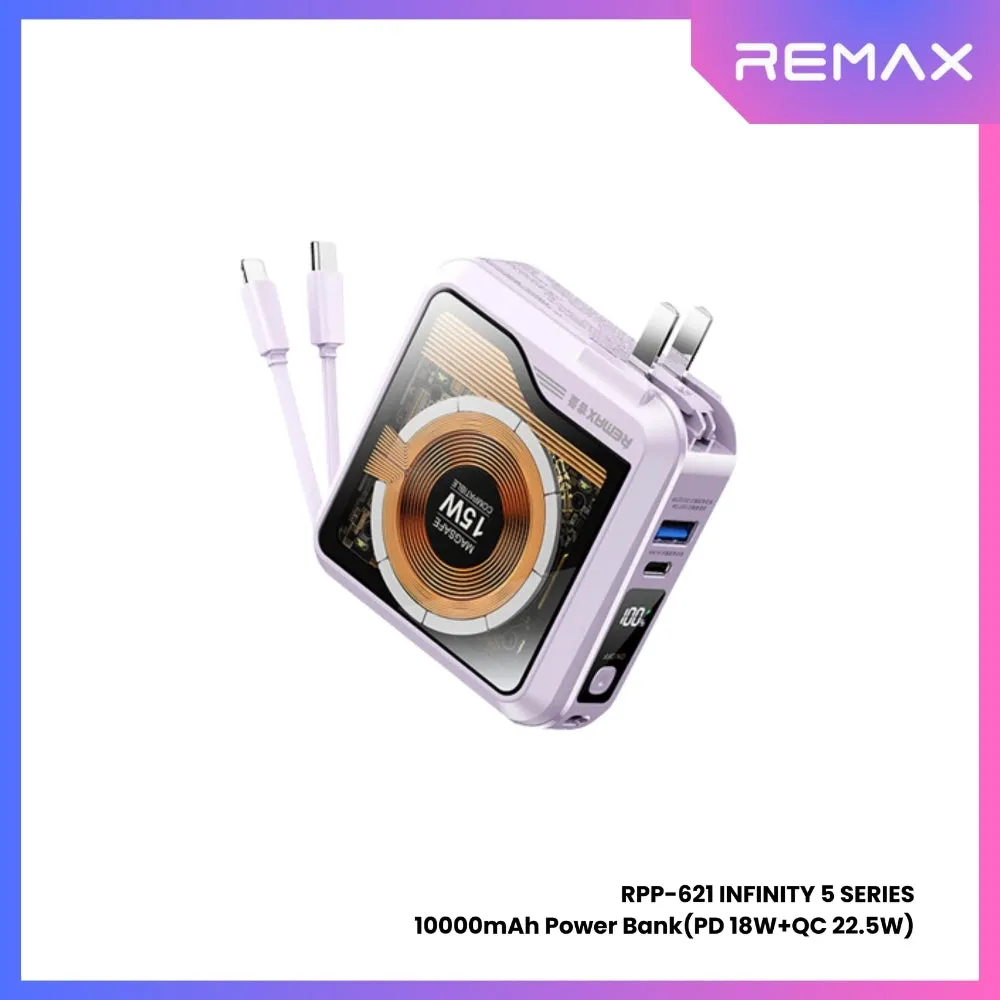 REMAX RPP-621 Infinity Series 10000mAh PD QC Magnetic Wireless Power Bank(PD 20W QC 22.5W) - Purple