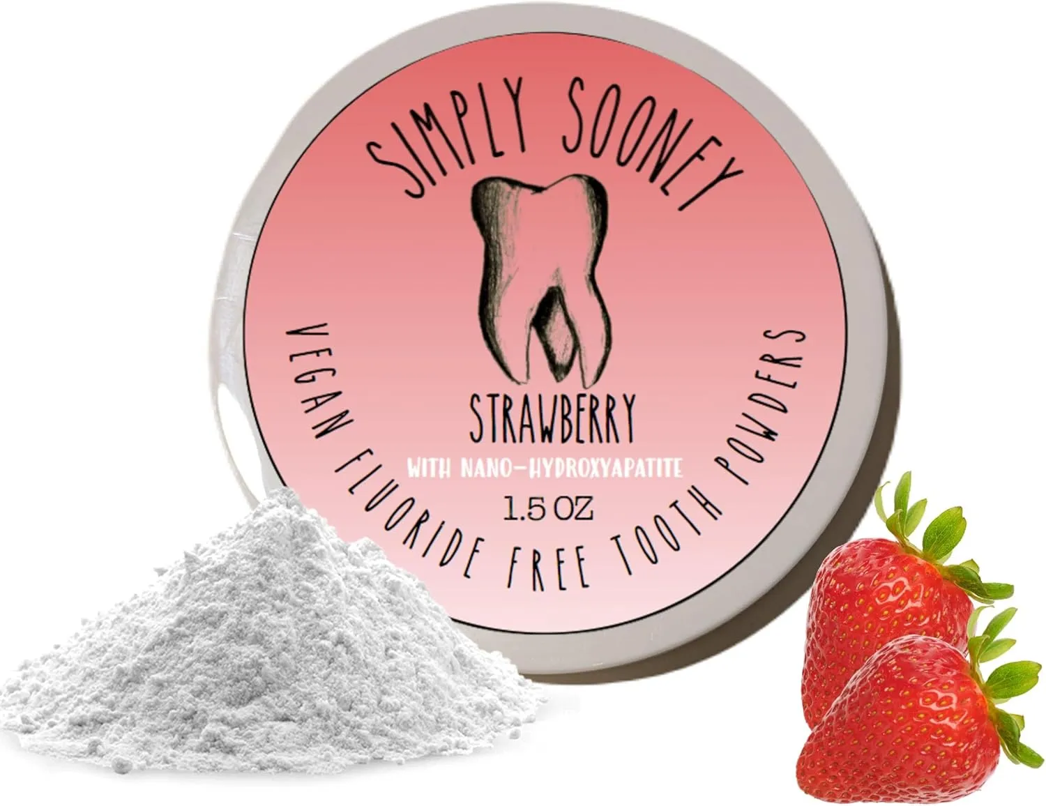 Remineralizing Vegan Mineral Toothpaste Powder I Strawberry Nano-hydroxyapatite Formula for Kids and Adults I Natural Whitening I Stronger Teeth 1.5oz (1.5 oz jar)