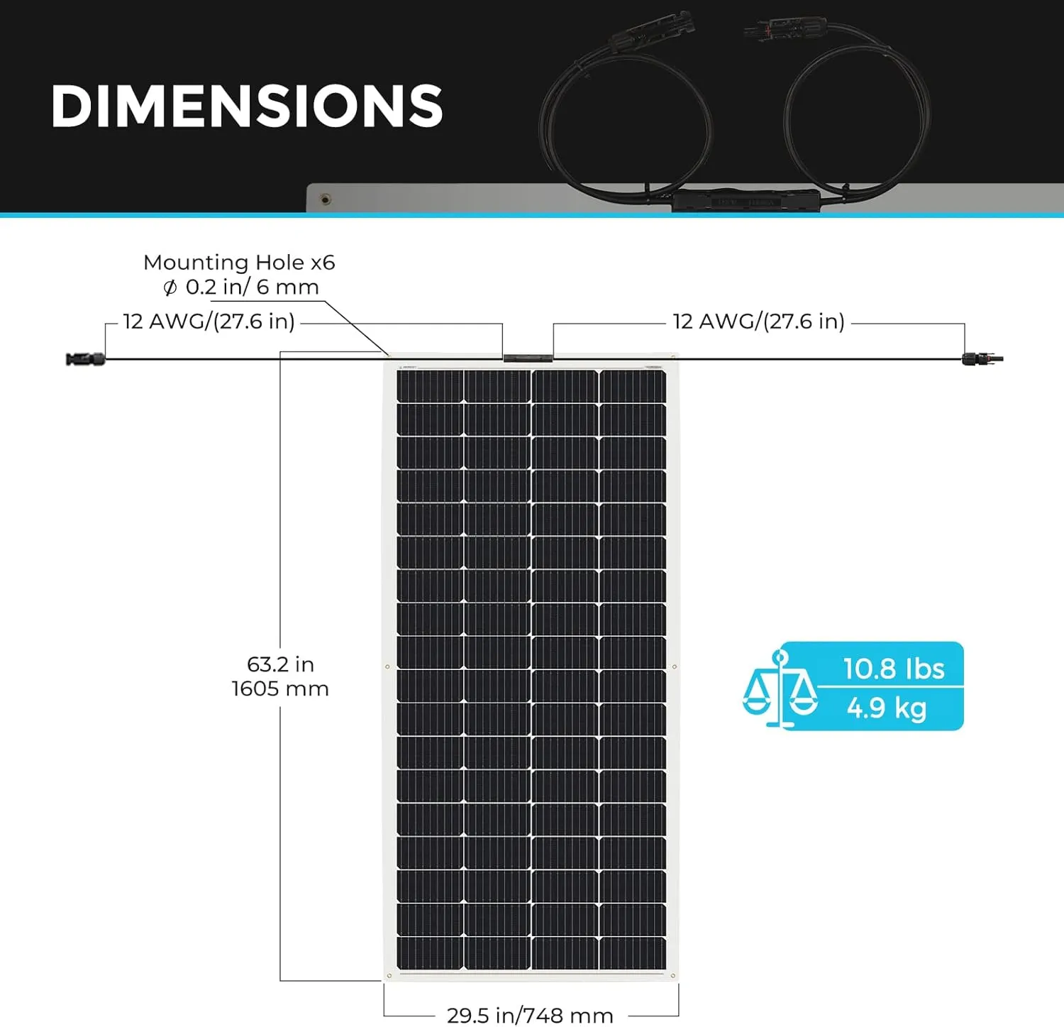 Renogy Solar Panel 200W 12V Lightweight Monocrystalline Ultra-Flexible Bendable Mono Off-Grid Charger for Marine RV Cabin Van Car Boat Curve Surfaces
