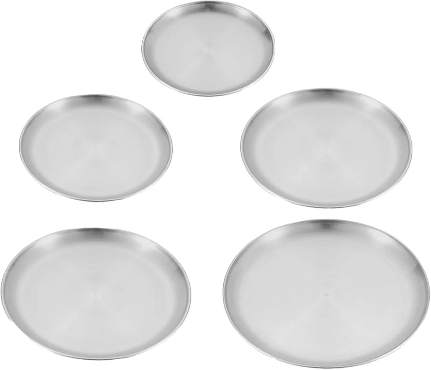 Restokki Stainless Steel Outdoor Picnic Plate Set - Round Shallow BBQ Plates, Camping Utensils Kit for Alfresco Dining(5 PCS)