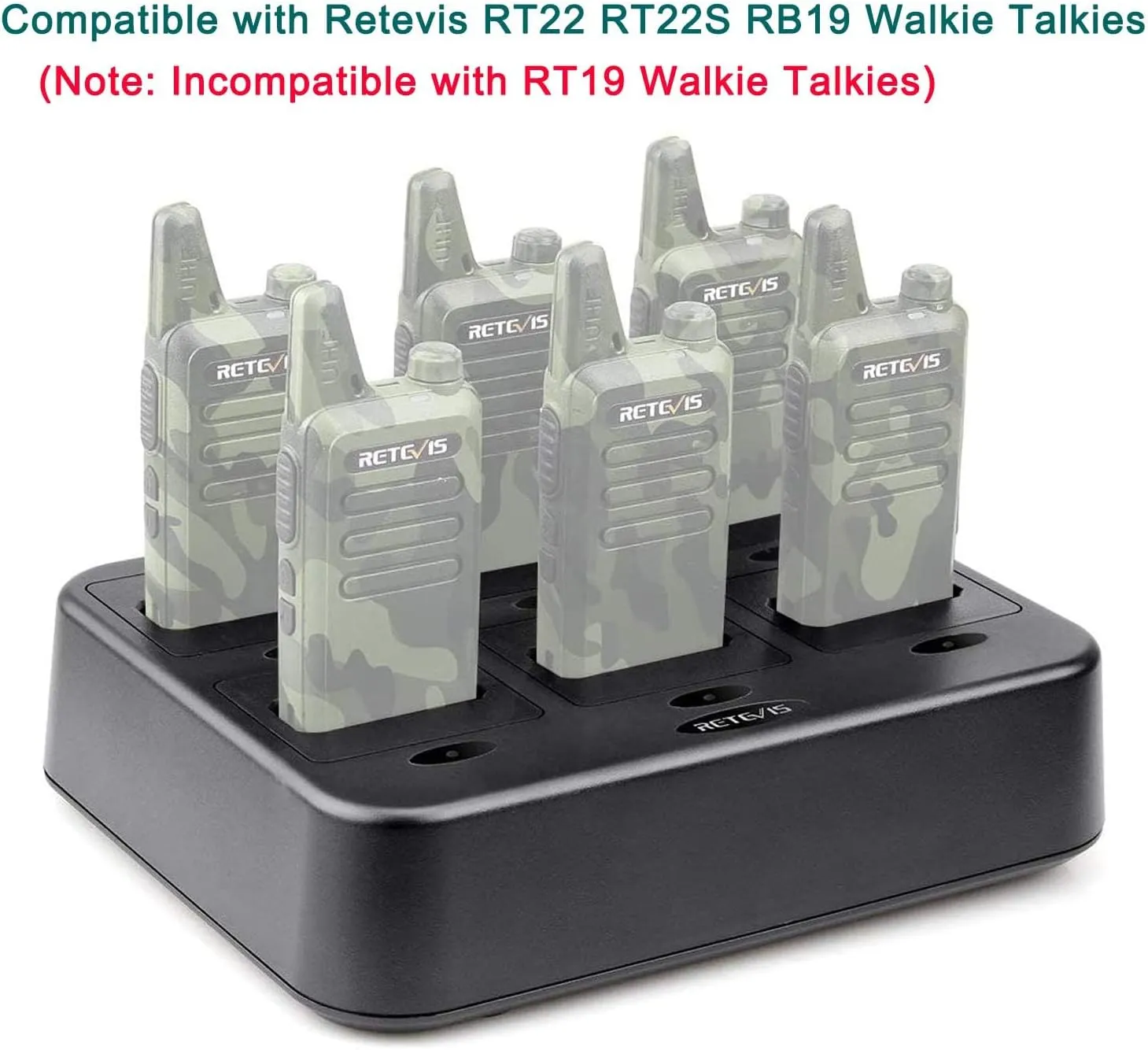 Retevis RT22 Walkie Talkie Charger, Six-Way Charger, Multi Unit Charging Station, Compatible with Retevis RT22 RT22S RB19 RB19P RB39 RB39P Walkie Talkie (1 Pack)
