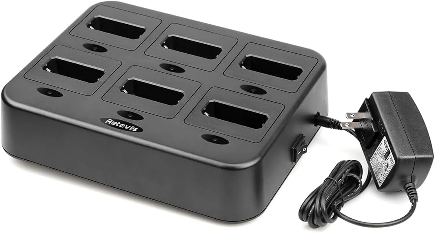 Retevis RT22 Walkie Talkie Charger, Six-Way Charger, Multi Unit Charging Station, Compatible with Retevis RT22 RT22S RB19 RB19P RB39 RB39P Walkie Talkie (1 Pack)