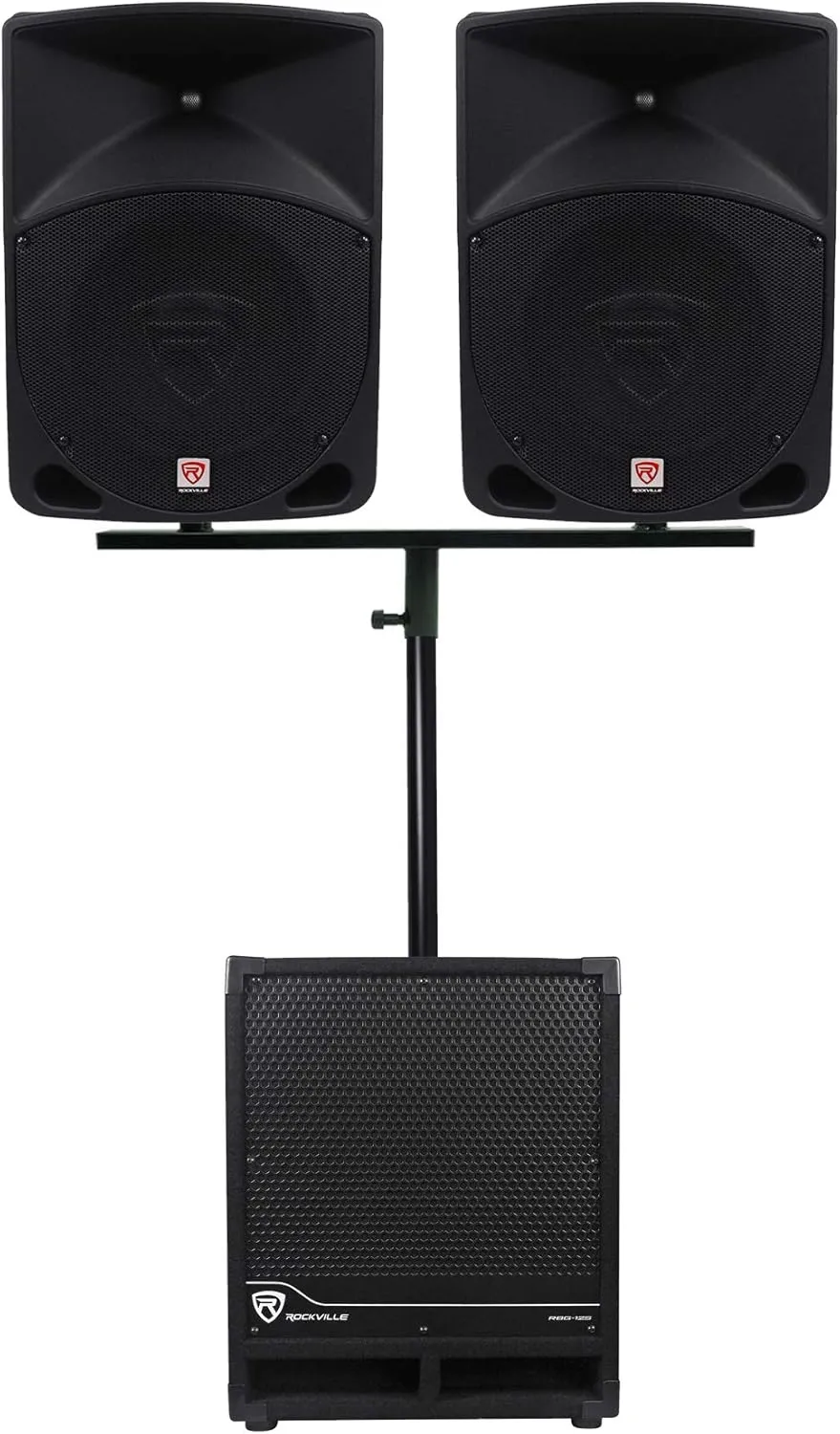 Rockville (2) RPG10 10" Active DJ PA Speakers Dual Mount 12" Powered Subwoofer