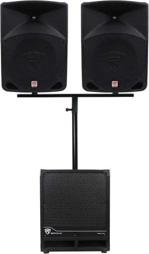 Rockville (2) RPG10 10" Active DJ PA Speakers Dual Mount 12" Powered Subwoofer