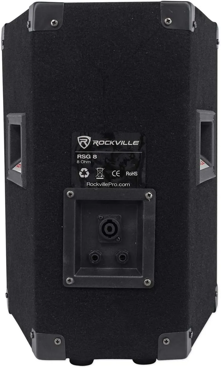 Rockville RSG8 8” 300W 2-Way 8 Ω Passive DJ/Pro PA Speaker, Pole Mountable, Black