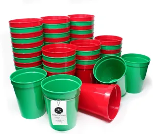 Rolling Sands 16 Oz Reusable Plastic Stadium Cups, Bulk 50 Pk, USA Made, BPA-Free Dishwasher Safe Plastic Tumblers, Christmas Party