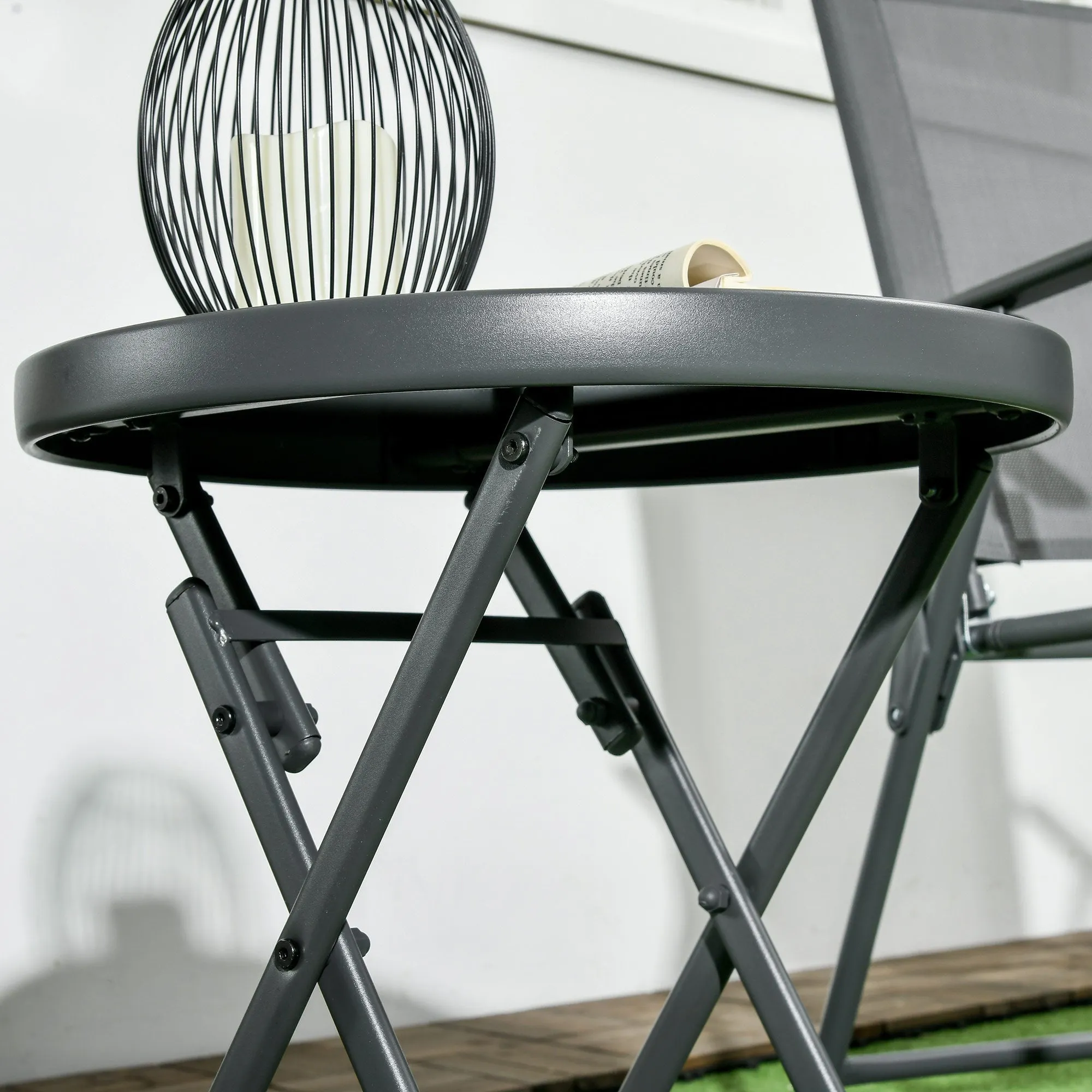 Rootz Foldable Outdoor Side Table - Folding Table - Compact Table - Weatherproof - Ø45 x 50cm - Black