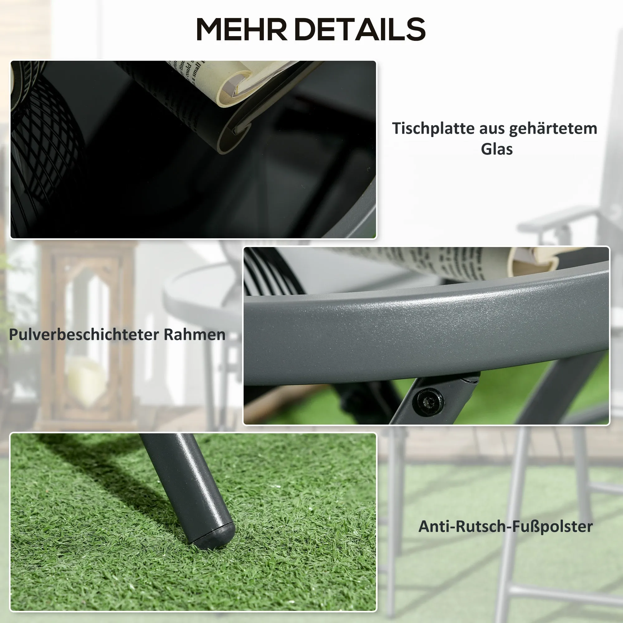 Rootz Foldable Outdoor Side Table - Folding Table - Compact Table - Weatherproof - Ø45 x 50cm - Black