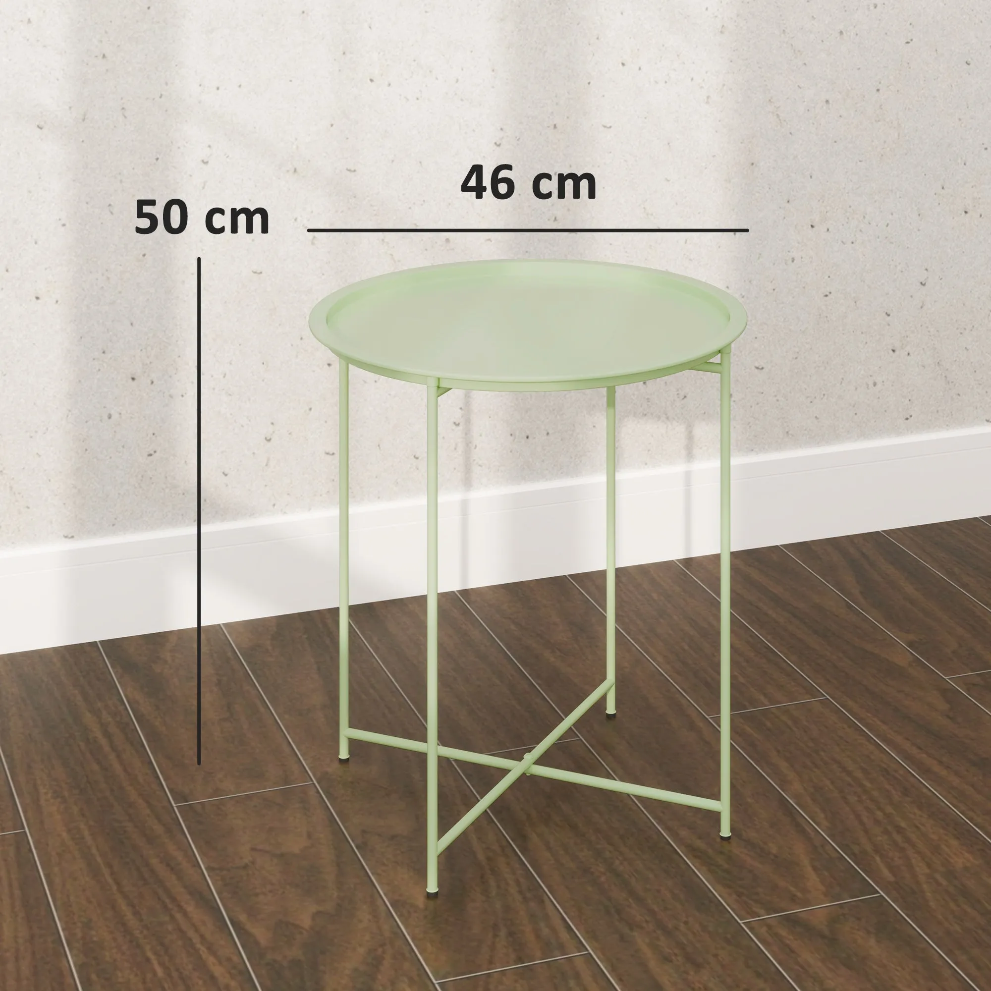 Rootz Round Garden Table - Terrace Table - Steel Exterior Table - Removable Tray - Foldable Design - Ø46 x 50cm