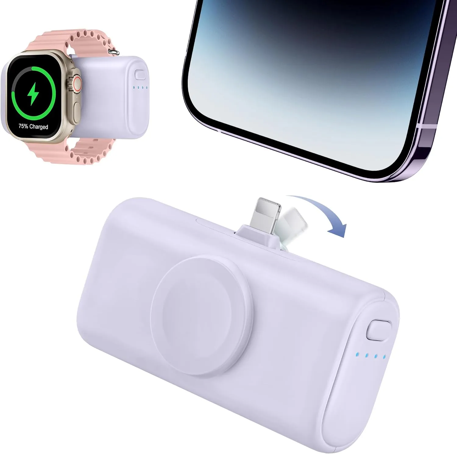 RORRY Mini Portable Charger for iPhone,5000mAh Small &Ultra-Compact 15W PD Fast Charging Power Bank Compatible with iPhone 15/14/13/12/11/XR/X/8 and Apple Watch Series 9/Ultra2/8/Ultra/7/6/5/4/3/SE