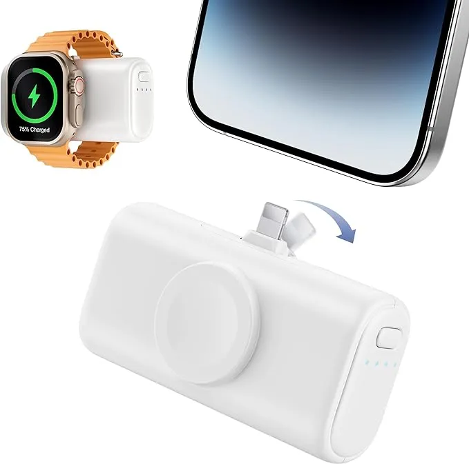 RORRY Mini Portable Charger for iPhone,5000mAh Small &Ultra-Compact 15W PD Fast Charging Power Bank Compatible with iPhone 15/14/13/12/11/XR/X/8 and Apple Watch Series 9/Ultra2/8/Ultra/7/6/5/4/3/SE